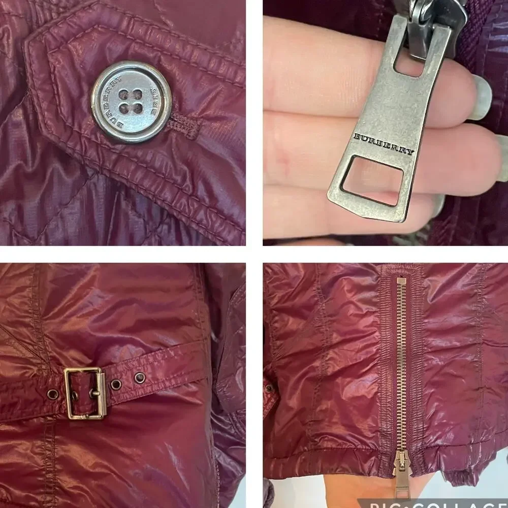 Burberry Brit Quilted Jacket Motorcycle Moto Plum Gunmetal Hardware US 14 - Picture 13 of 16